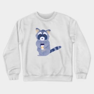 Raccoon with coffee, (he needs his coffee) Crewneck Sweatshirt